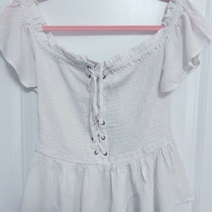 Love university white strapless top size Large